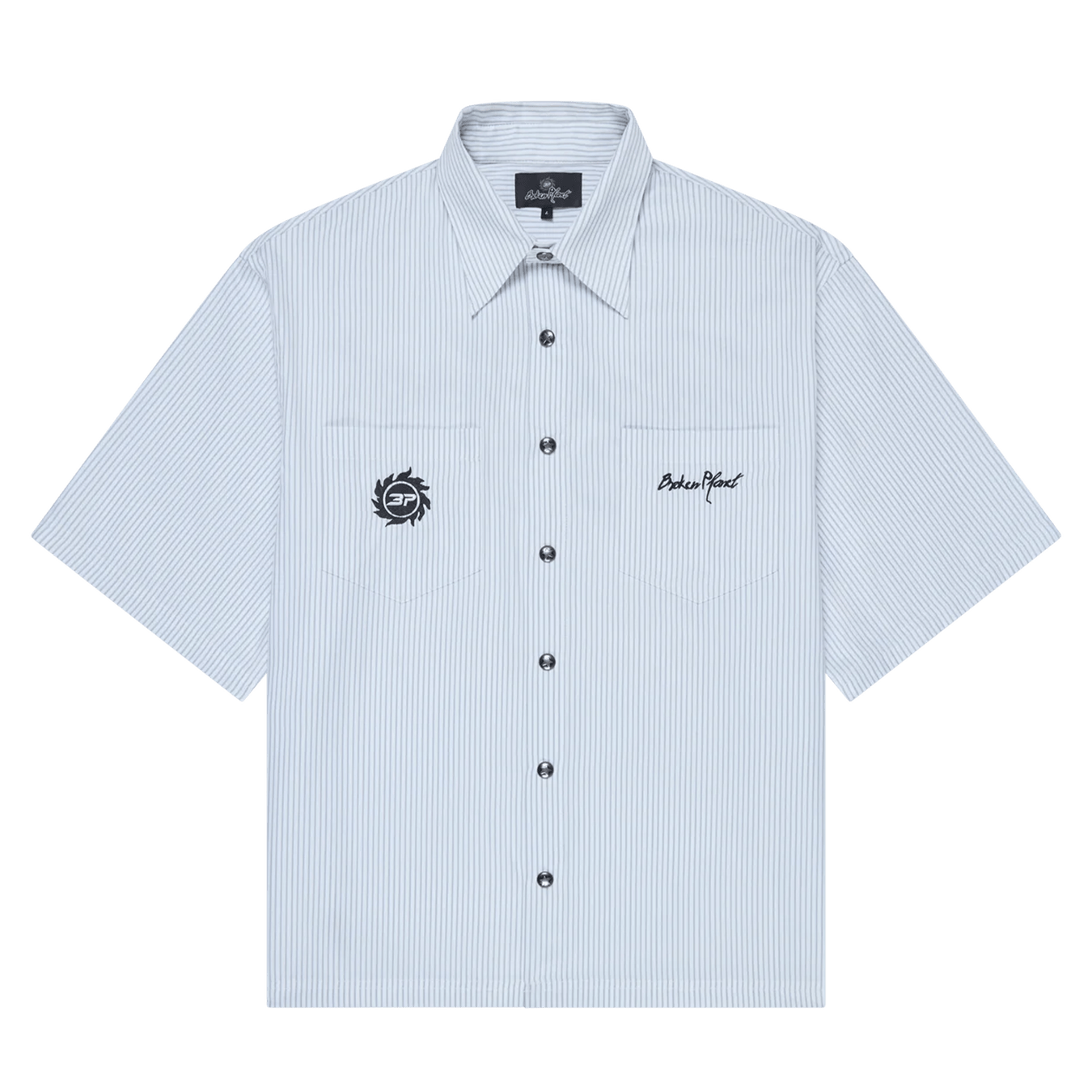 Broken Planet Market Button-Up Shirt 'White Grey' - Kick Game