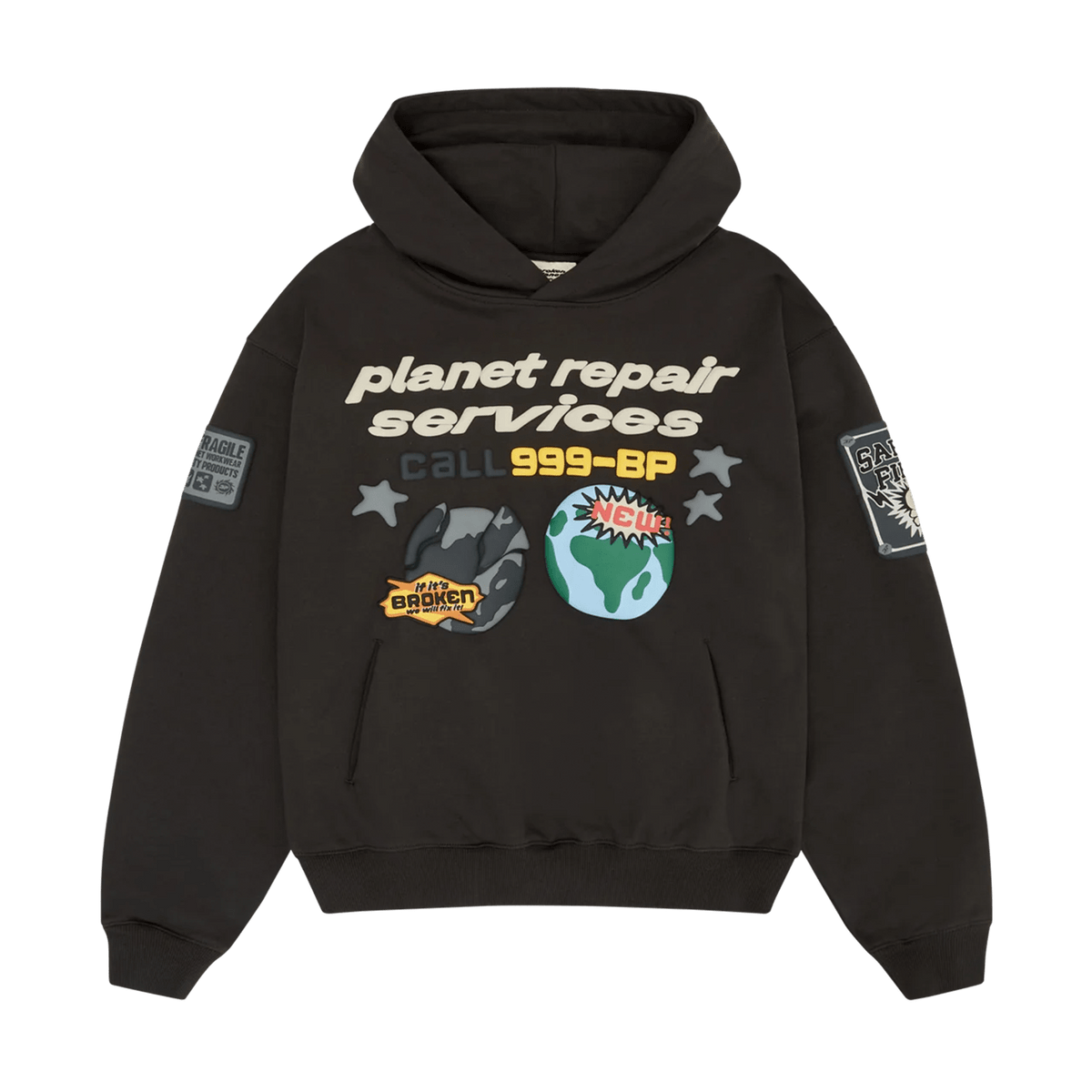 Broken Planet Market Hoodie 'Planet Repair Services' - Soot Black - UrlfreezeShops