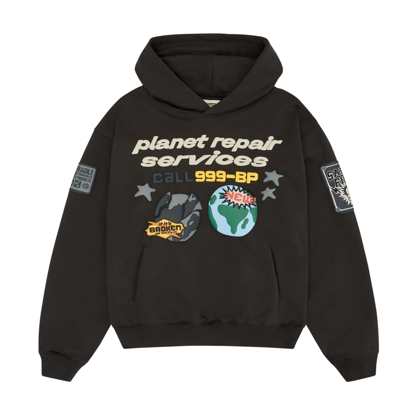 Broken Planet Market Hoodie 'Planet Repair Services' - Soot Black - Kick Game