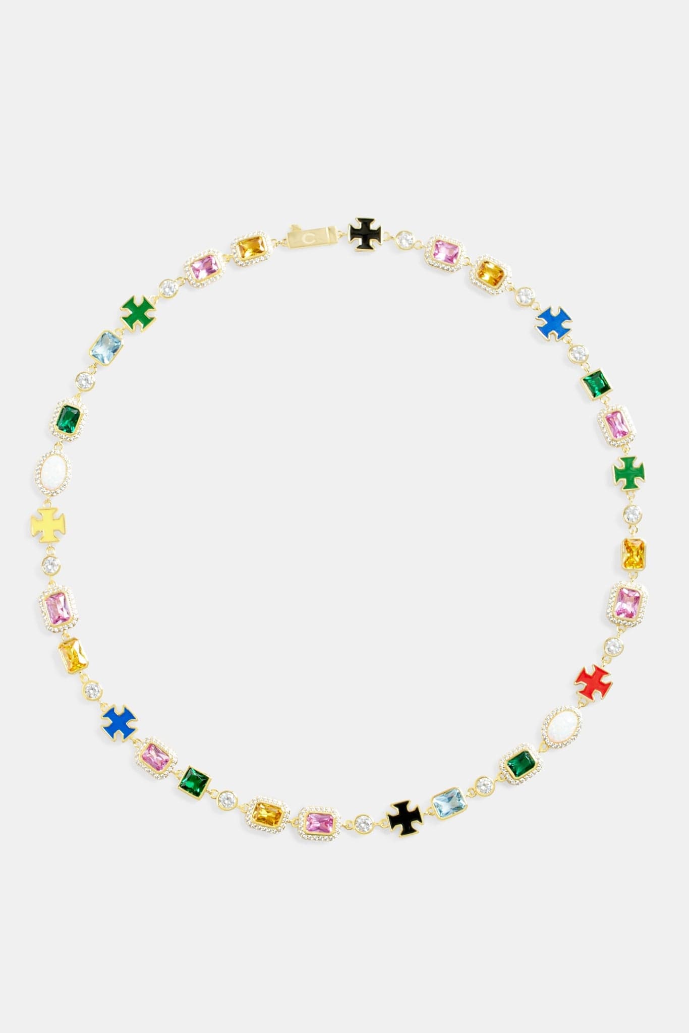 Cernucci Multi Gemstone Motif Necklace - Gold - 10mm - Kick Game