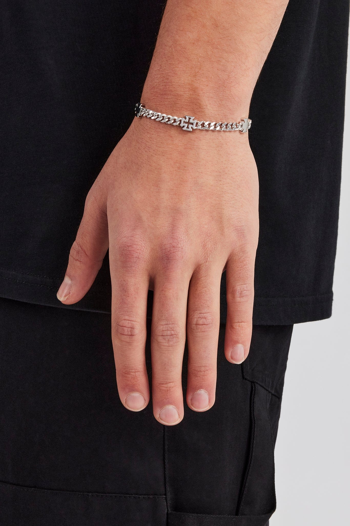 Cernucci Polished Motif & Outline Cuban Bracelet - 5mm - Kick Game