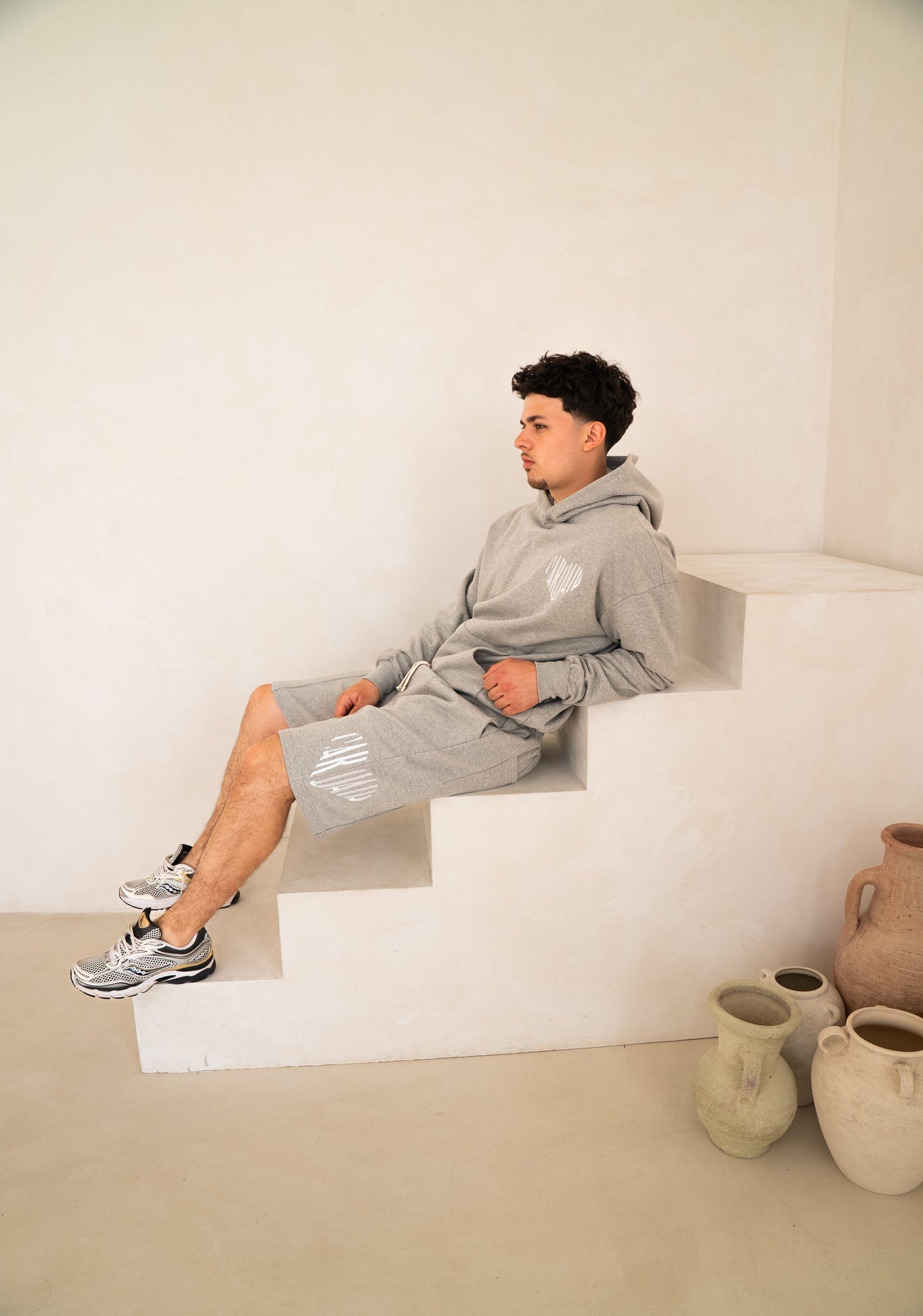 Cardair Embroidered Heart Shorts - Grey - Kick Game