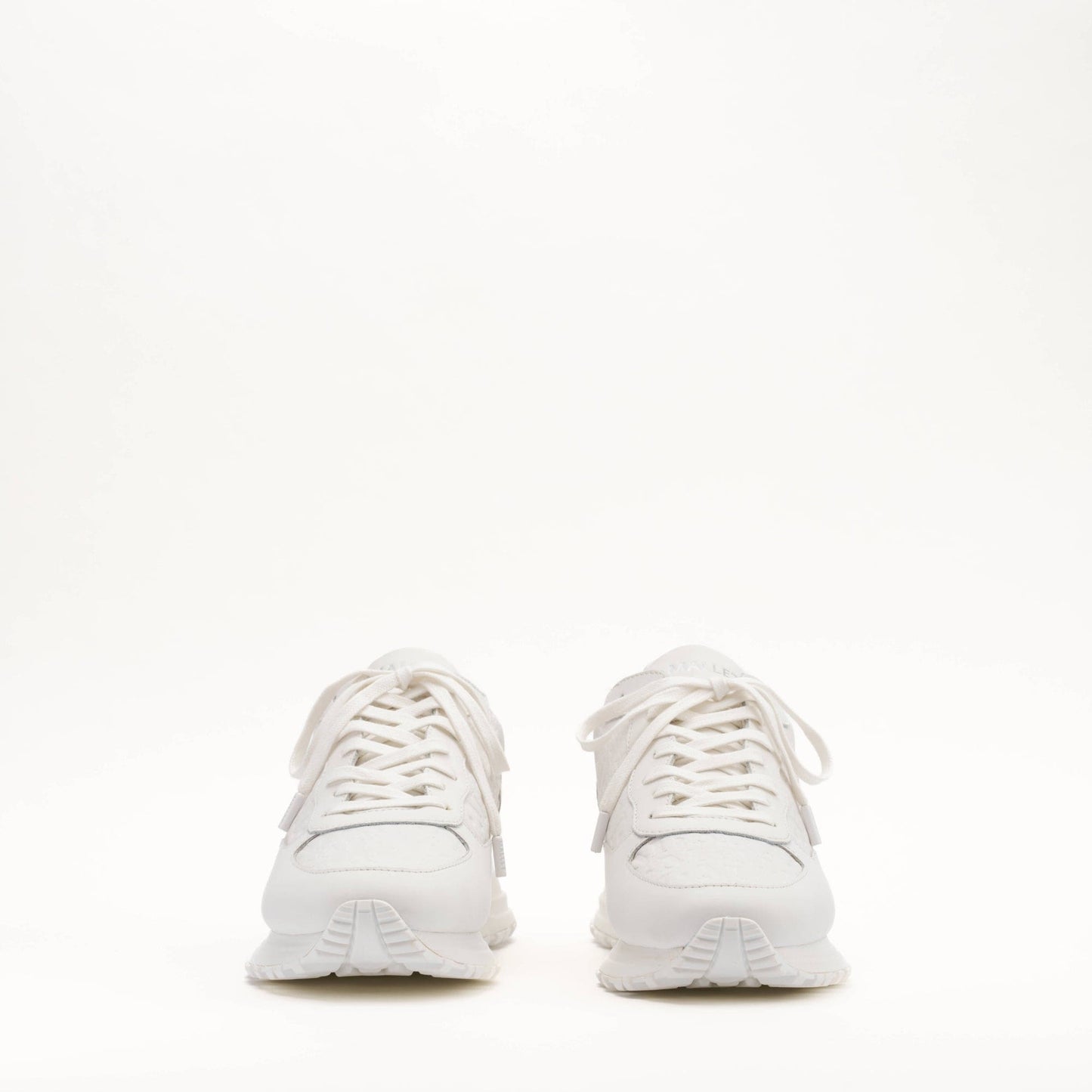 MALLET Popham Men's White Tumbled Leather Monogram Trainers - Kick Game