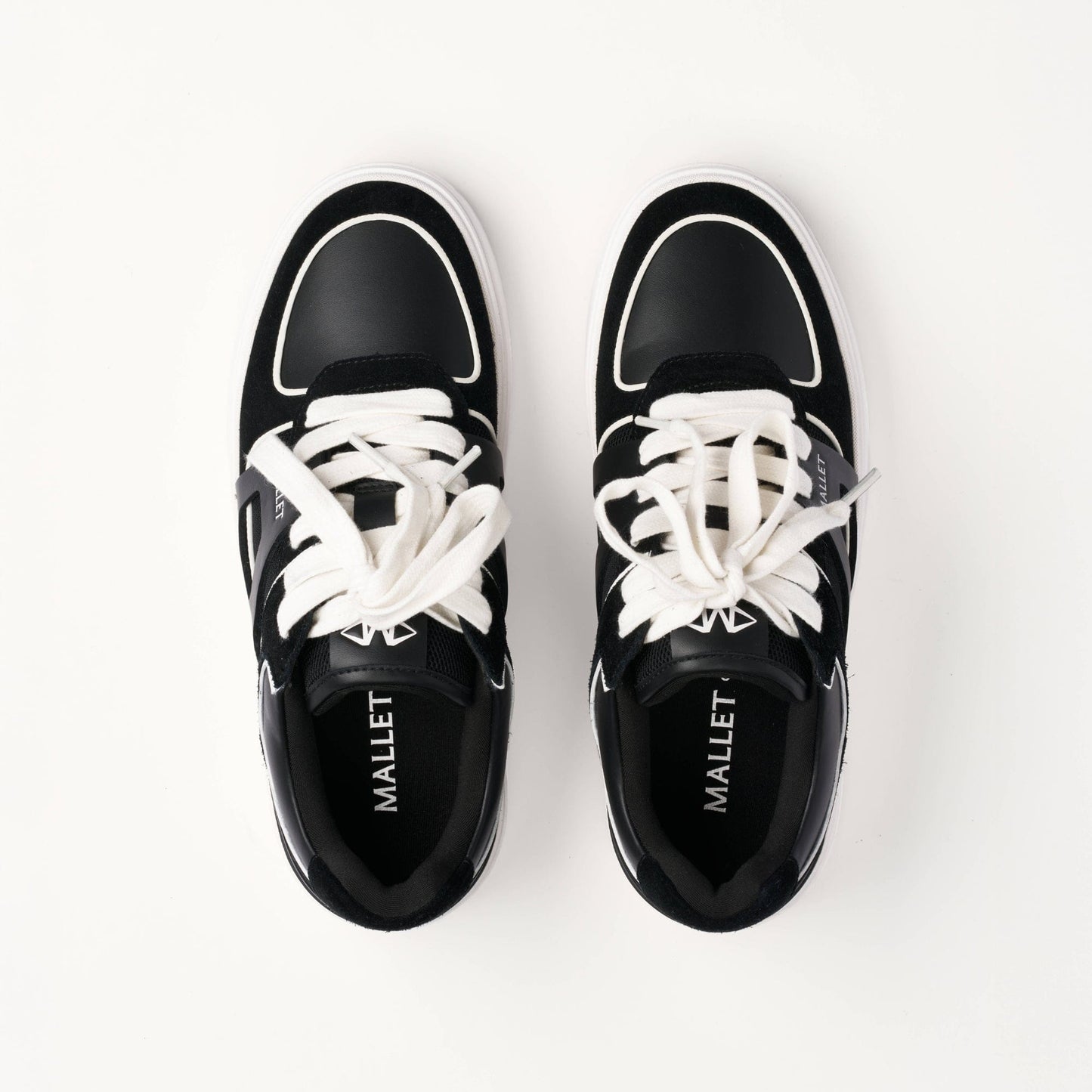 MALLET Fenchurch Men's Black White Leather Trainers - Kick Game