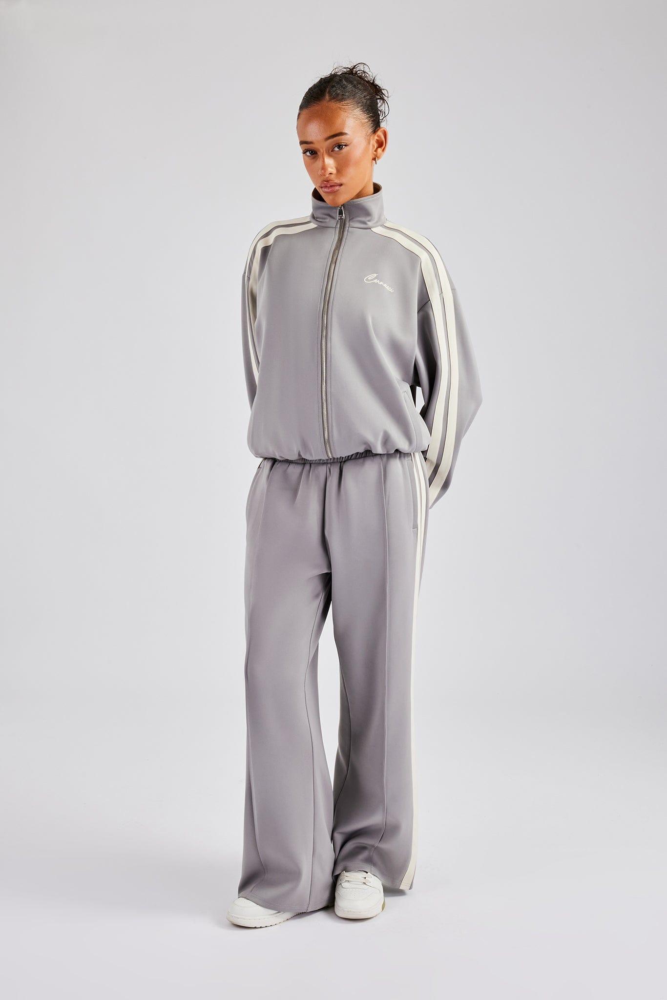 Taping Wide Leg Track Pant - Grey - Kick Game