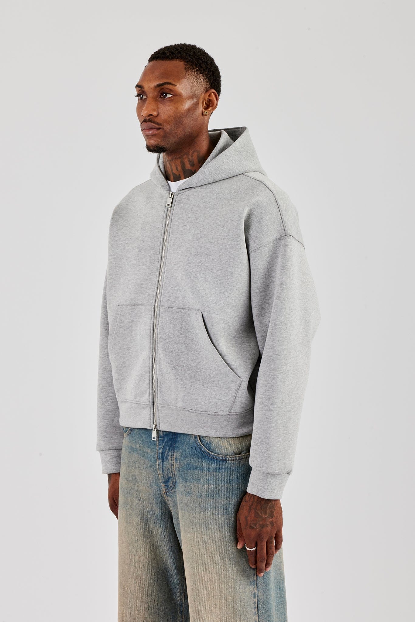 Cernucci Scuba Zip Through Boxy Hoodie - Grey - Kick Game