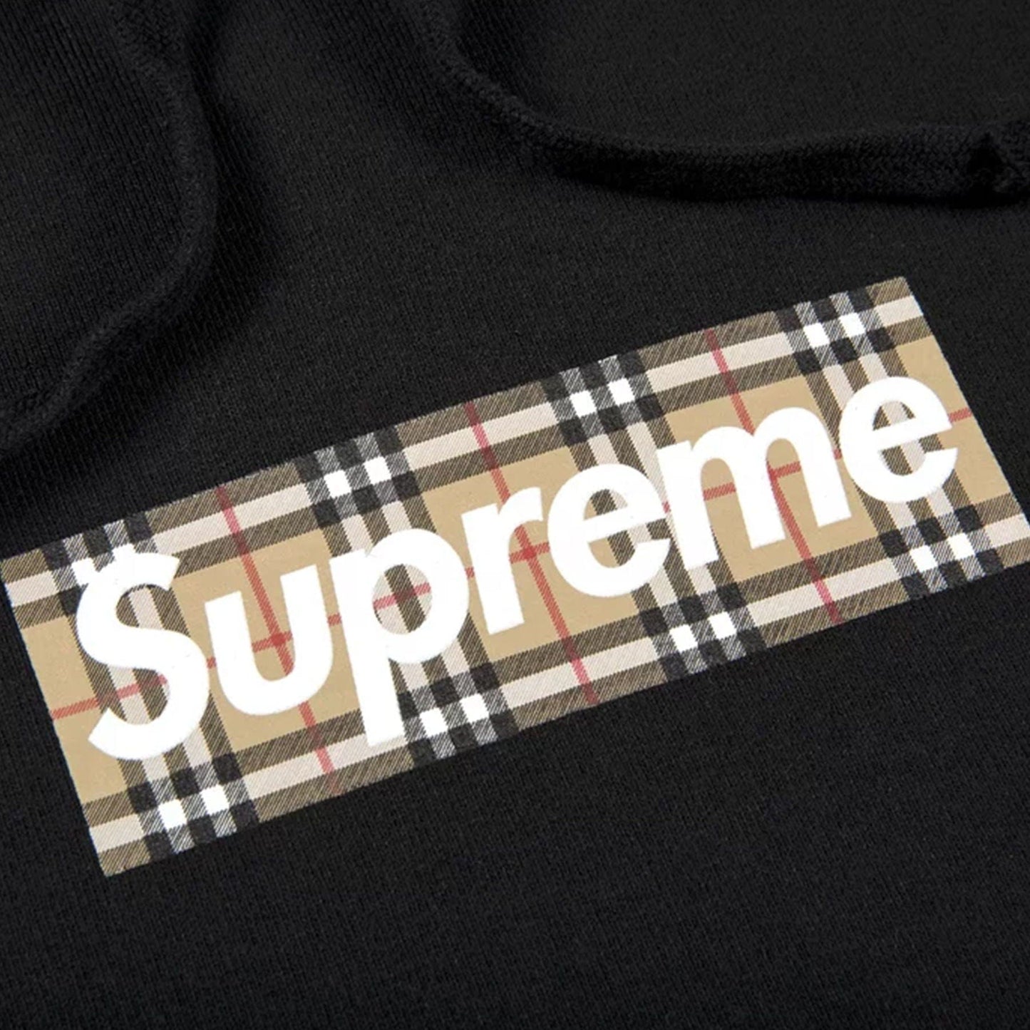 Supreme x Burberry Box Logo Hooded Sweatshirt 'Black' - Kick Game