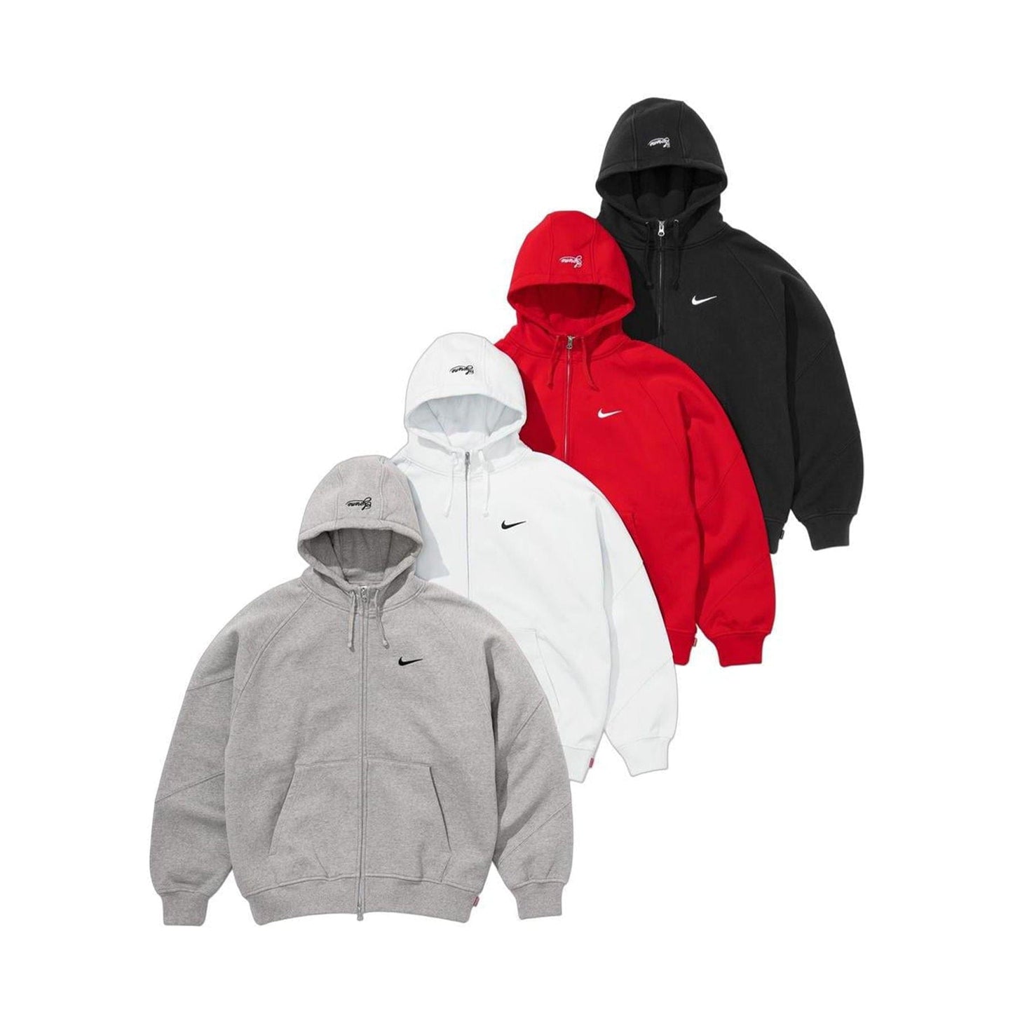 Supreme x Nike Zip-Up Hooded Sweatshirt 'White' - Kick Game