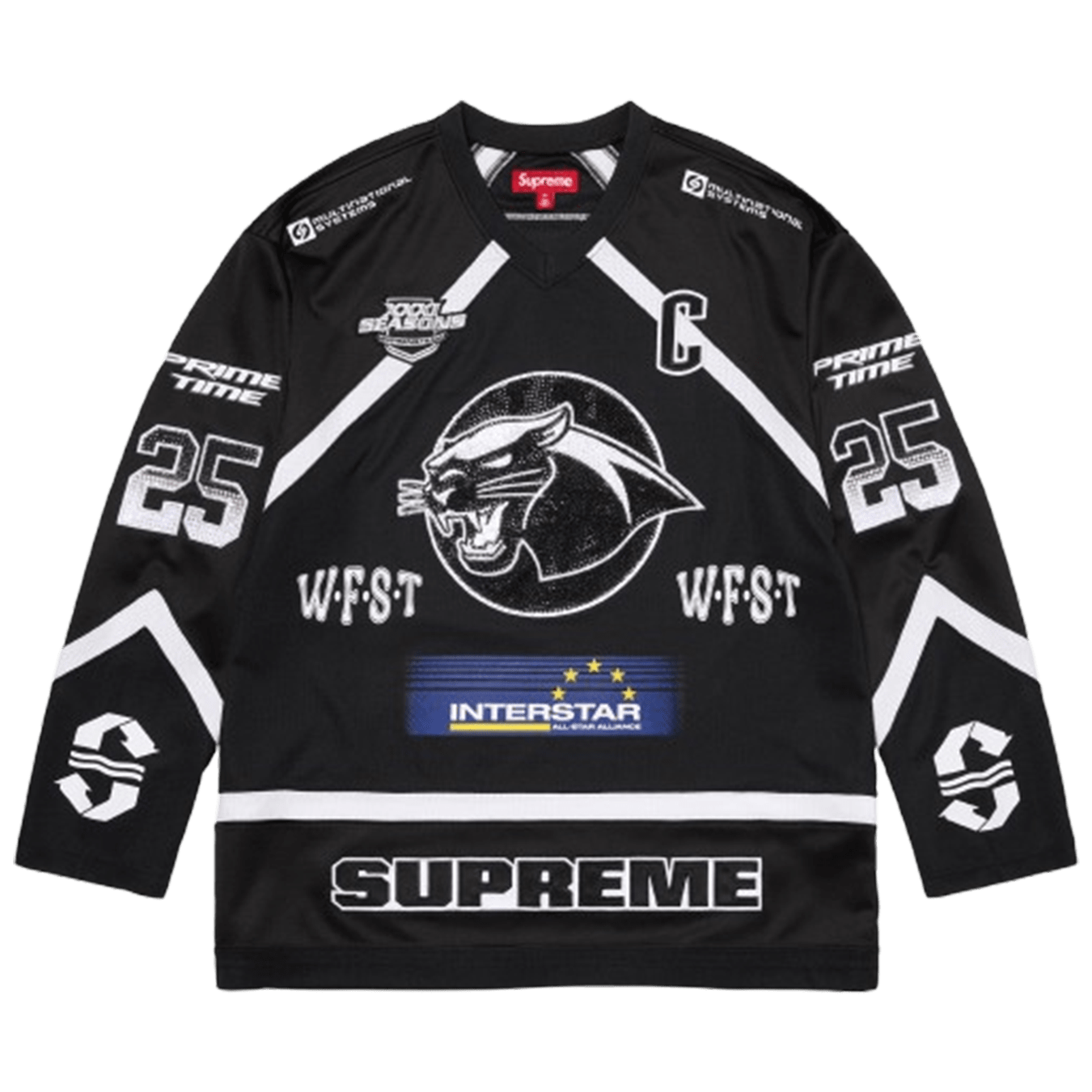 Supreme Rhinestone Hockey Jersey 'Black' - Kick Game