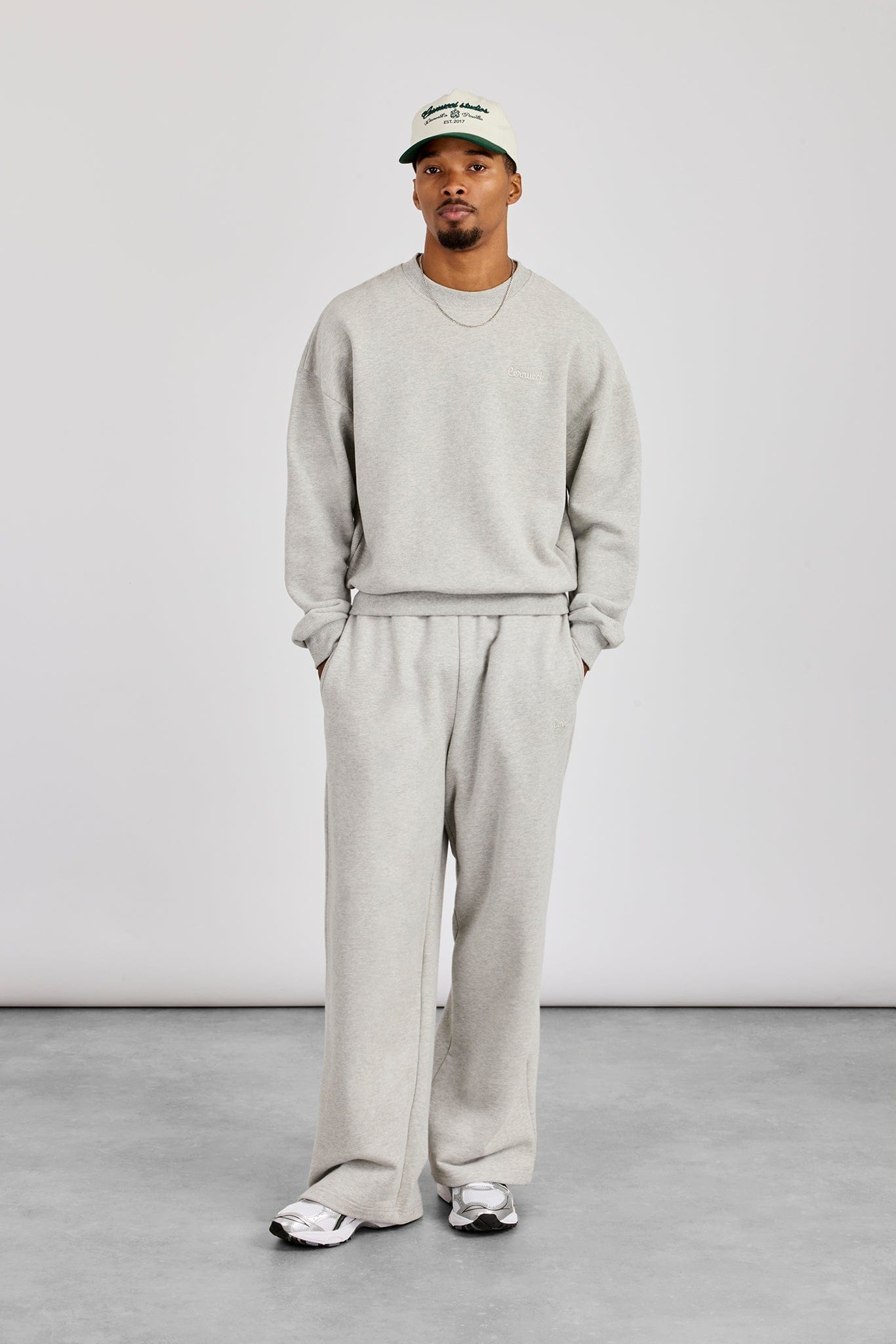 Sweater & Baggy Fit Jogger - Grey Marl - Kick Game