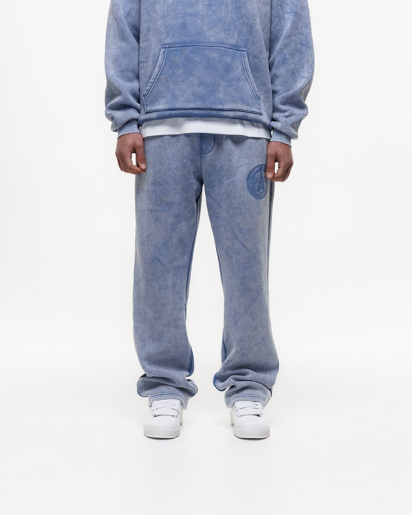 Magiri Embroidered Acid Wash Joggers 'Washed Blue' - Kick Game