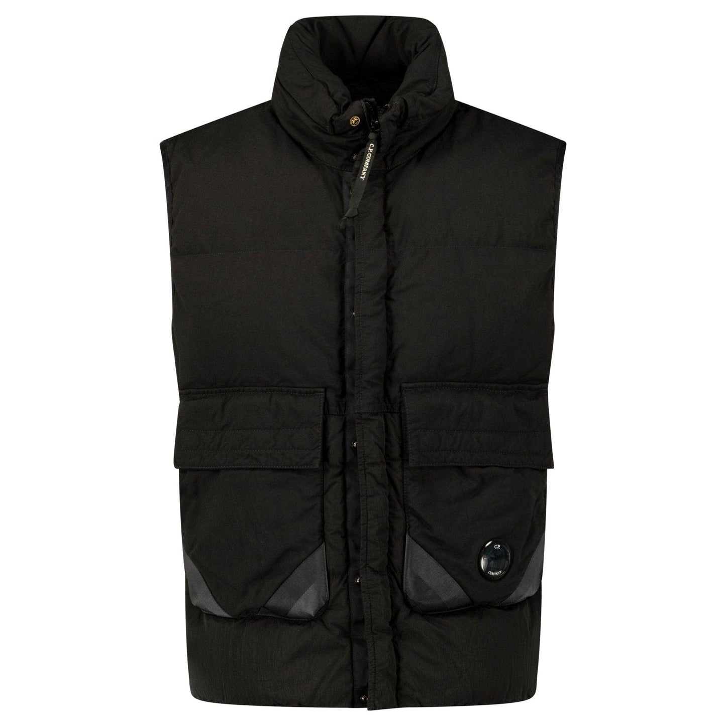 CP Company Lens Garment Dyed ECO-Chrome R Gilet in Black - Kick Game