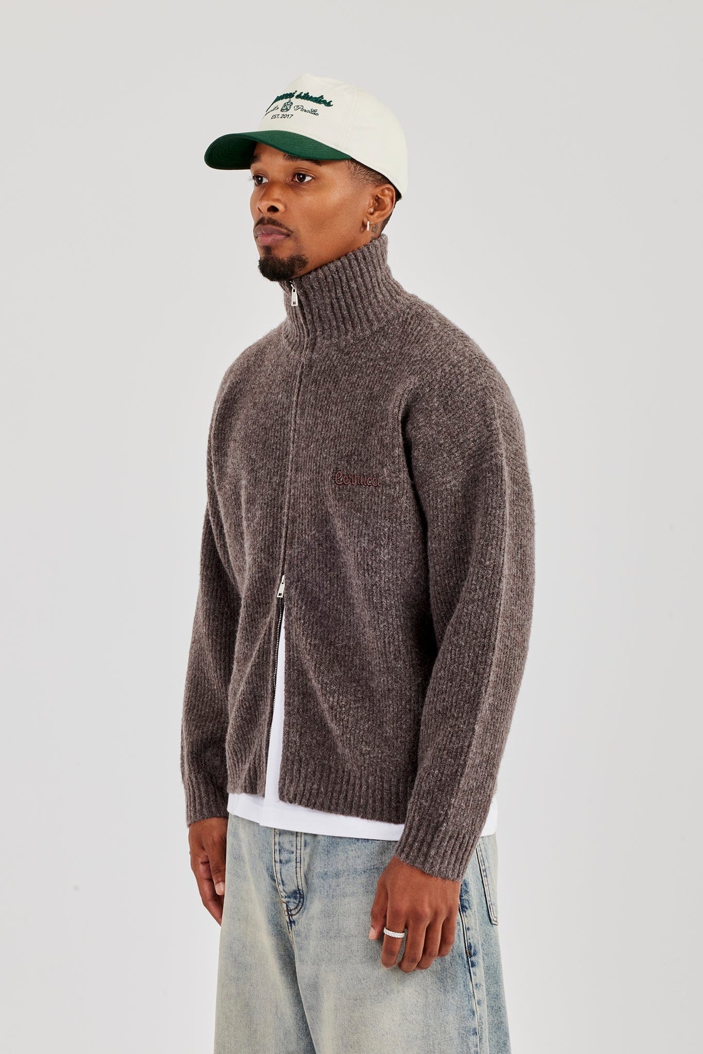 Chunky Knitted Funnel Neck - Mocha - Kick Game