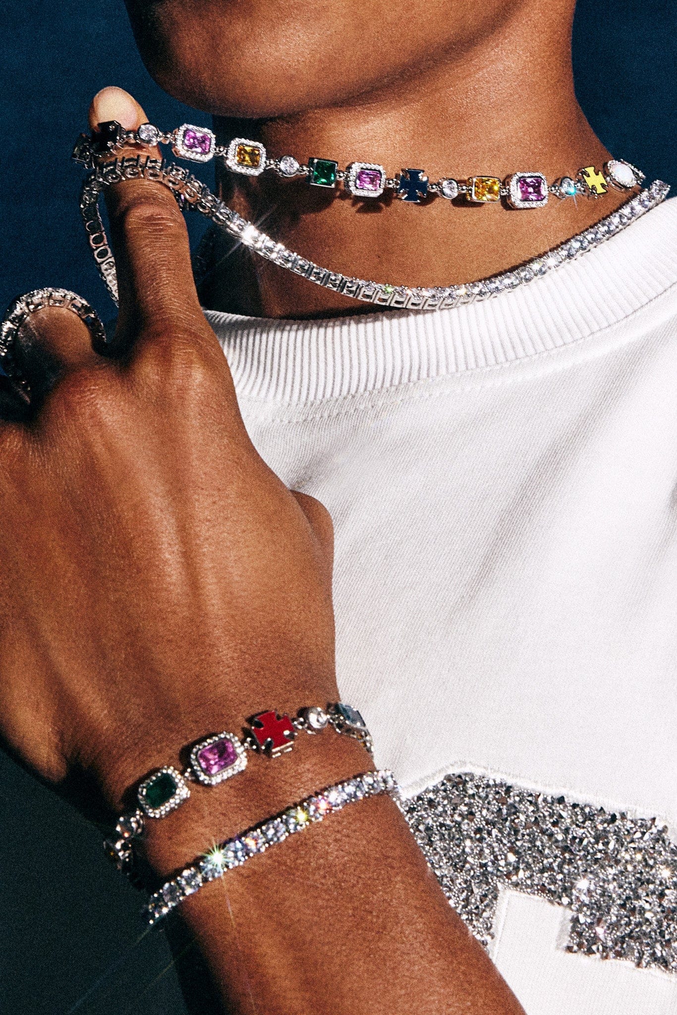 Cernucci Multi Gemstone Motif Bracelet - 10mm - Kick Game