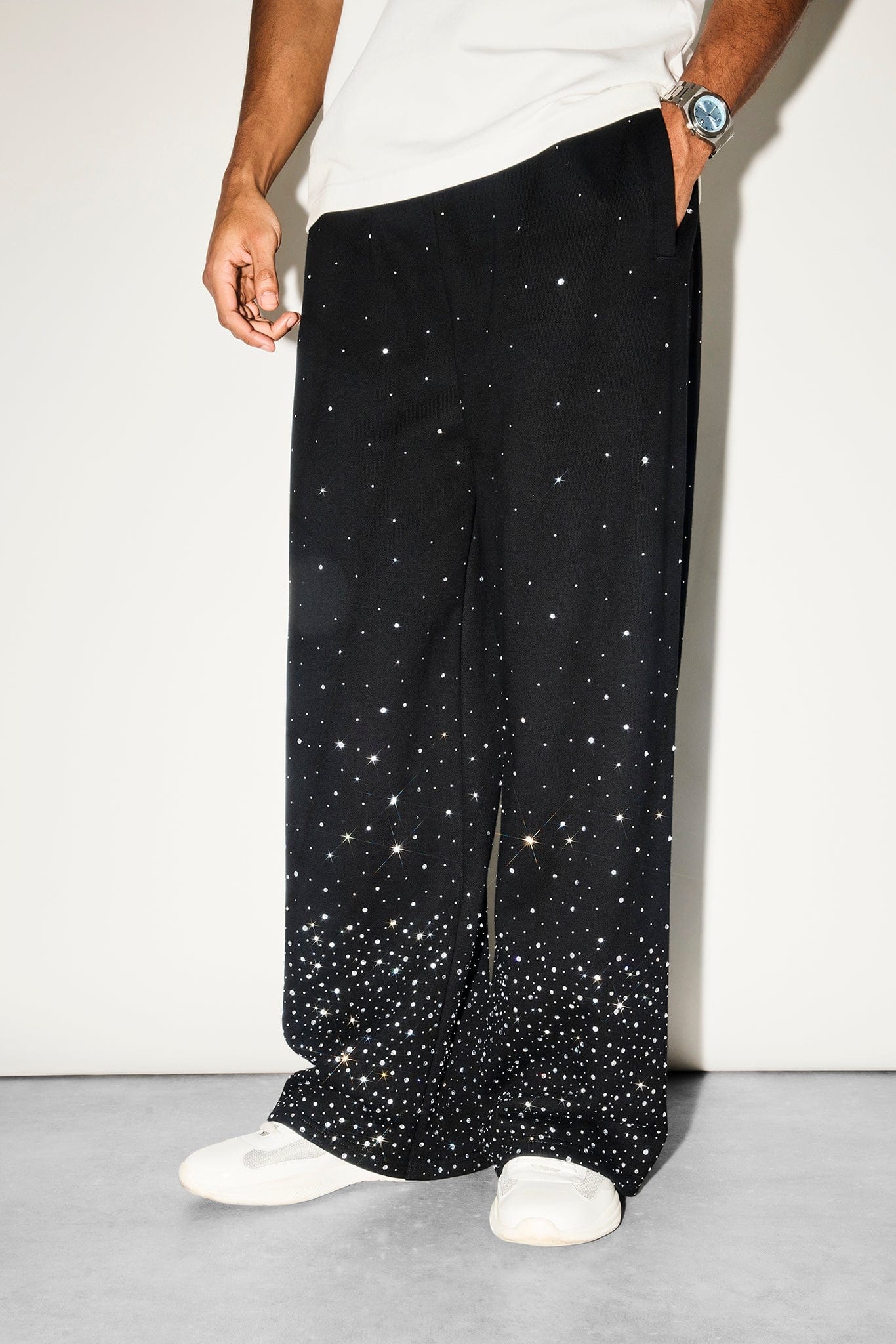Cernucci Rhinestone Baggy Jogger - Black - Kick Game