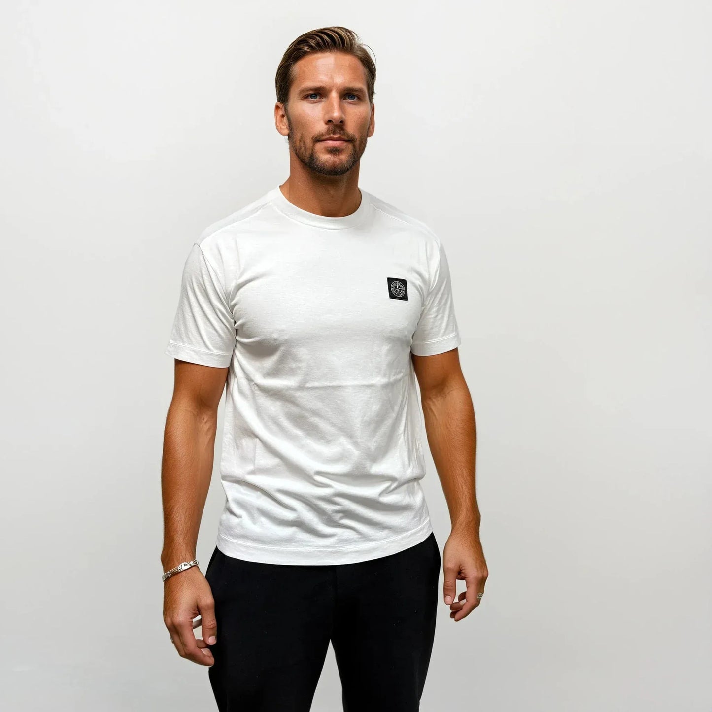 Stone Island Slim-Fit Short-Sleeve T-Shirt With Compass Patch White - Kick Game