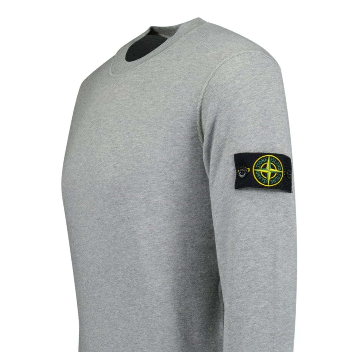 Stone Island Compass Badge Organic Cotton Crewneck Sweatshirt Grey - Kick Game