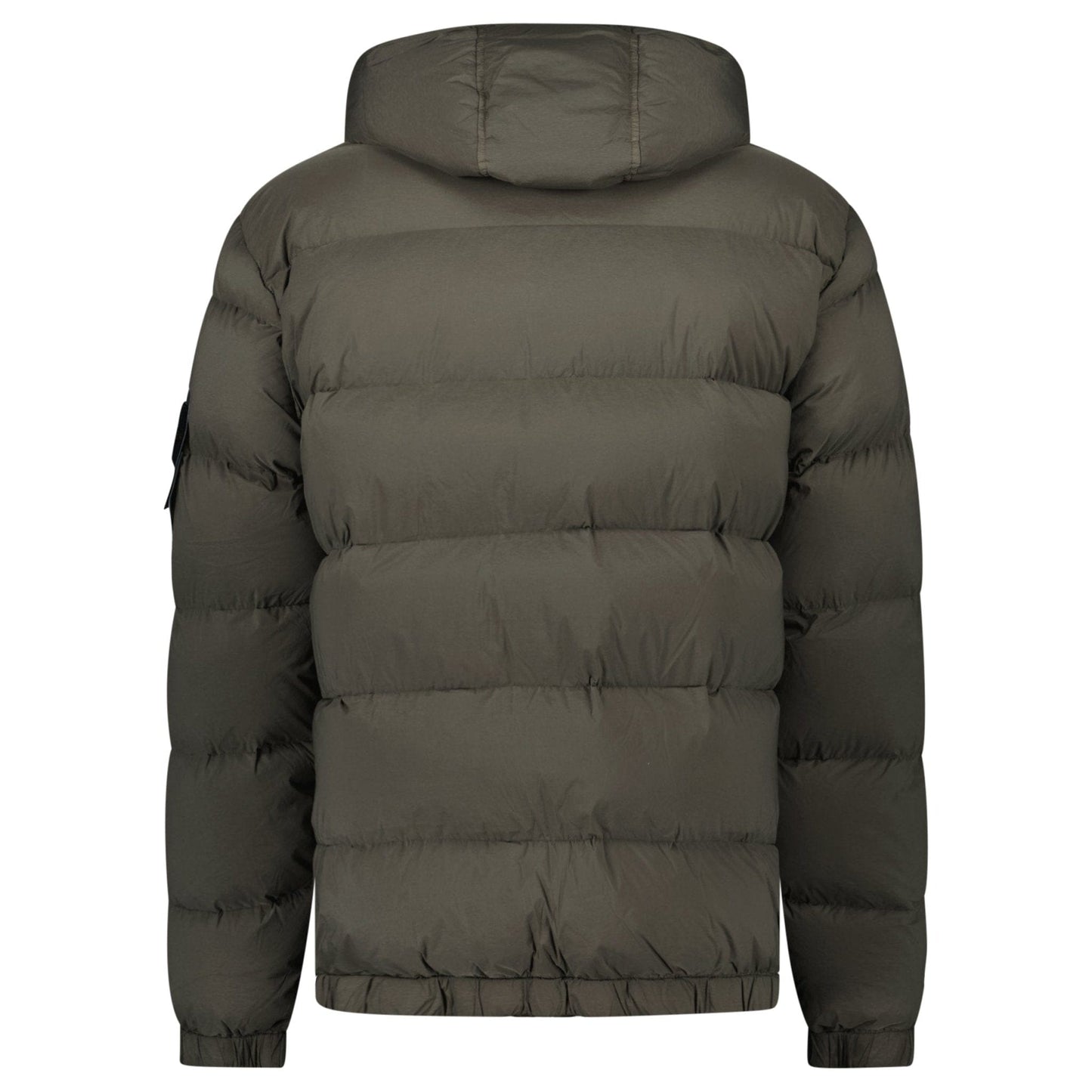 Stone Island Hooded Down Jacket with Seamless Feather Tunnels in Military Green - Kick Game