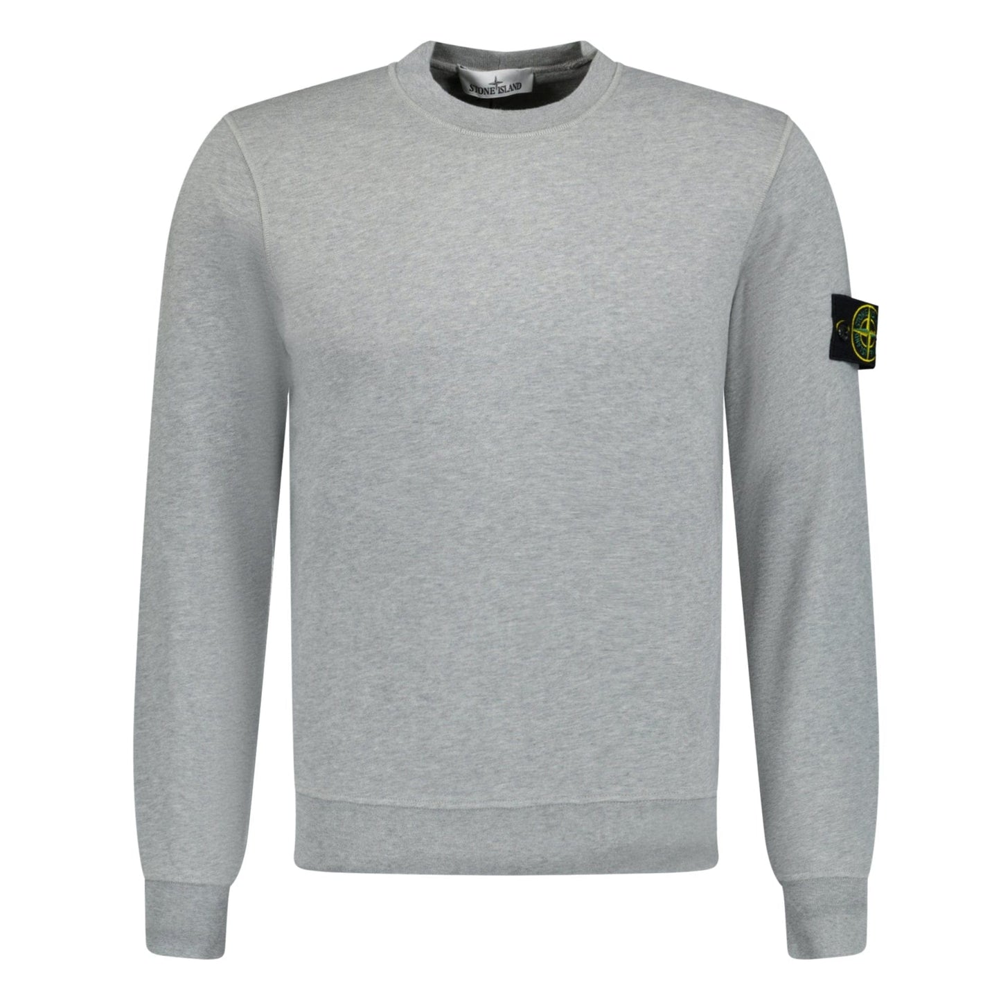 Stone Island Compass Badge Organic Cotton Crewneck Sweatshirt Grey - Kick Game