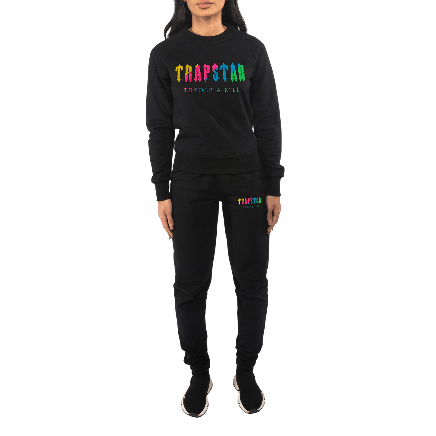Trapstar Wmns Chenille Crewneck Tracksuit-Candy Falovours EdItion Black - Kick Game
