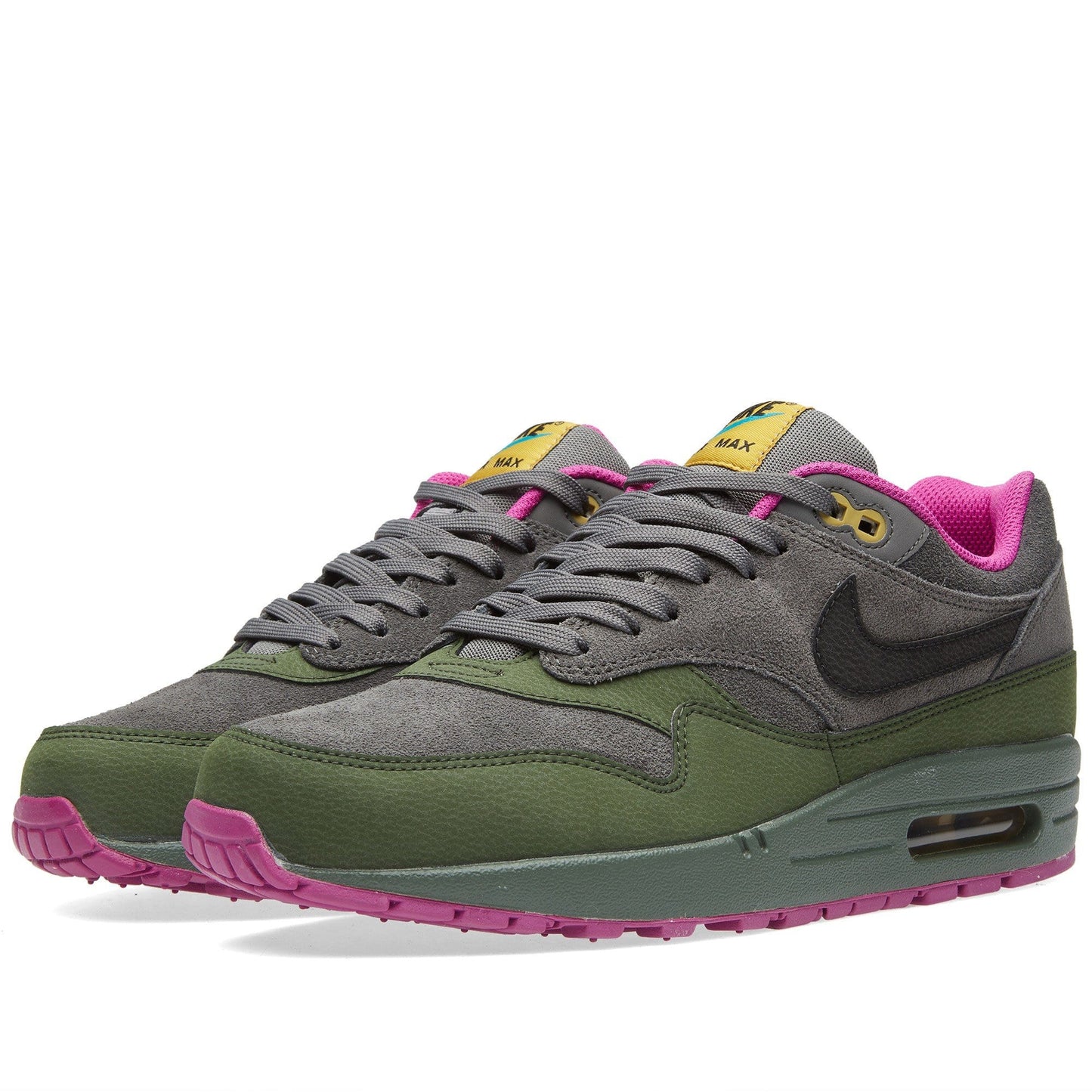 NIKE AIR MAX 1 LEATHER Dark Pewter & Carbon Green - Kick Game