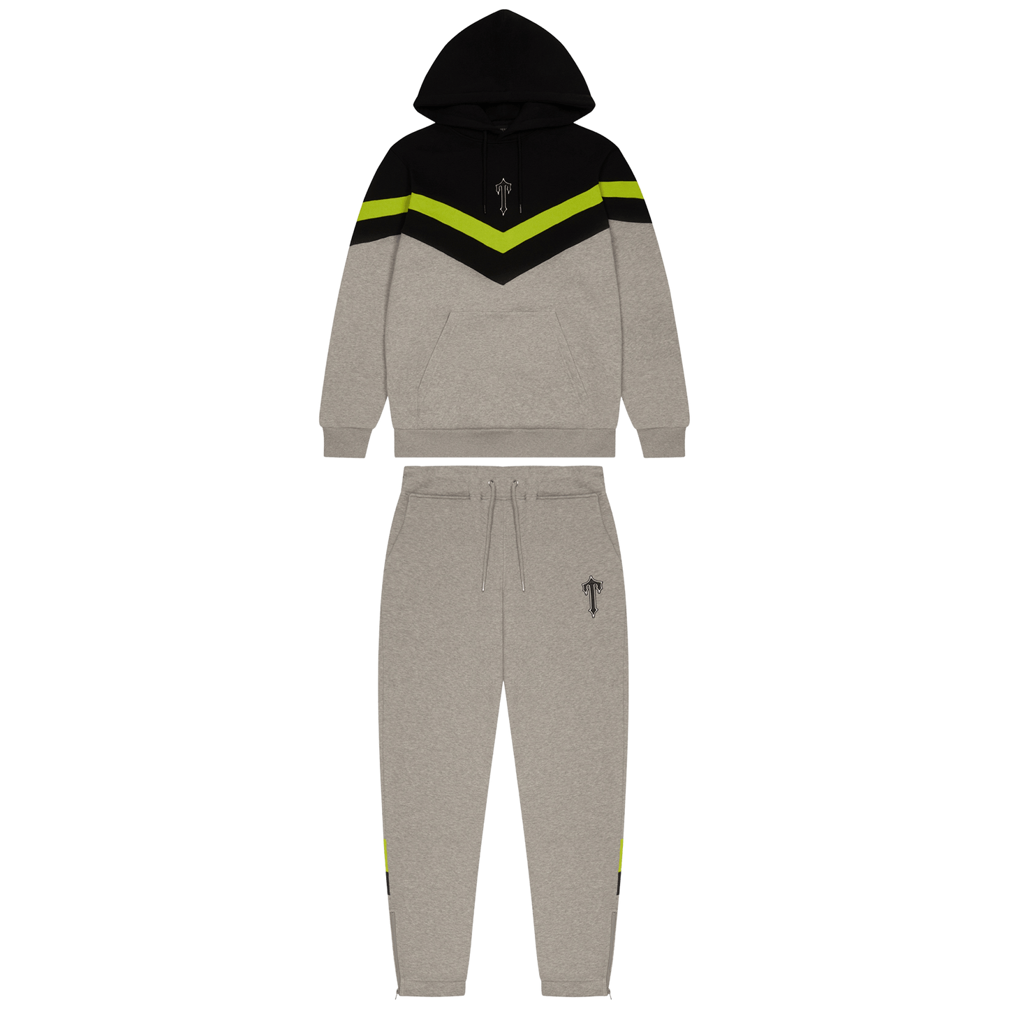 Trapstar V Stripe Hoodie Tracksuit-Grey/Lime/Black - Kick Game