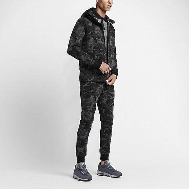 NIKE TECH FLEECE CAMO MEN'S TROUSERS - Medium Ash Black - Kick Game