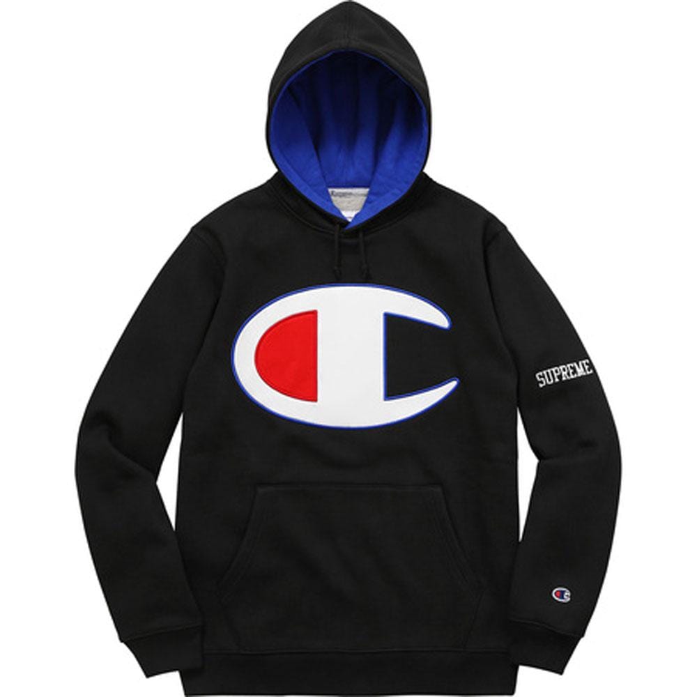 Supreme Champion Satin Logo Hoodie Black - Kick Game