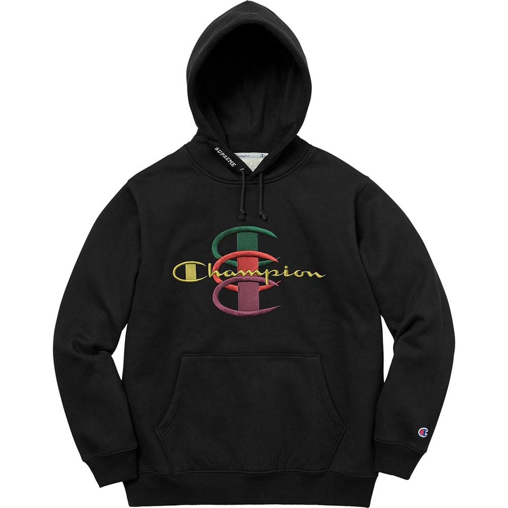 Supreme Champion Stacked C Hooded Sweatshirt Black - Kick Game