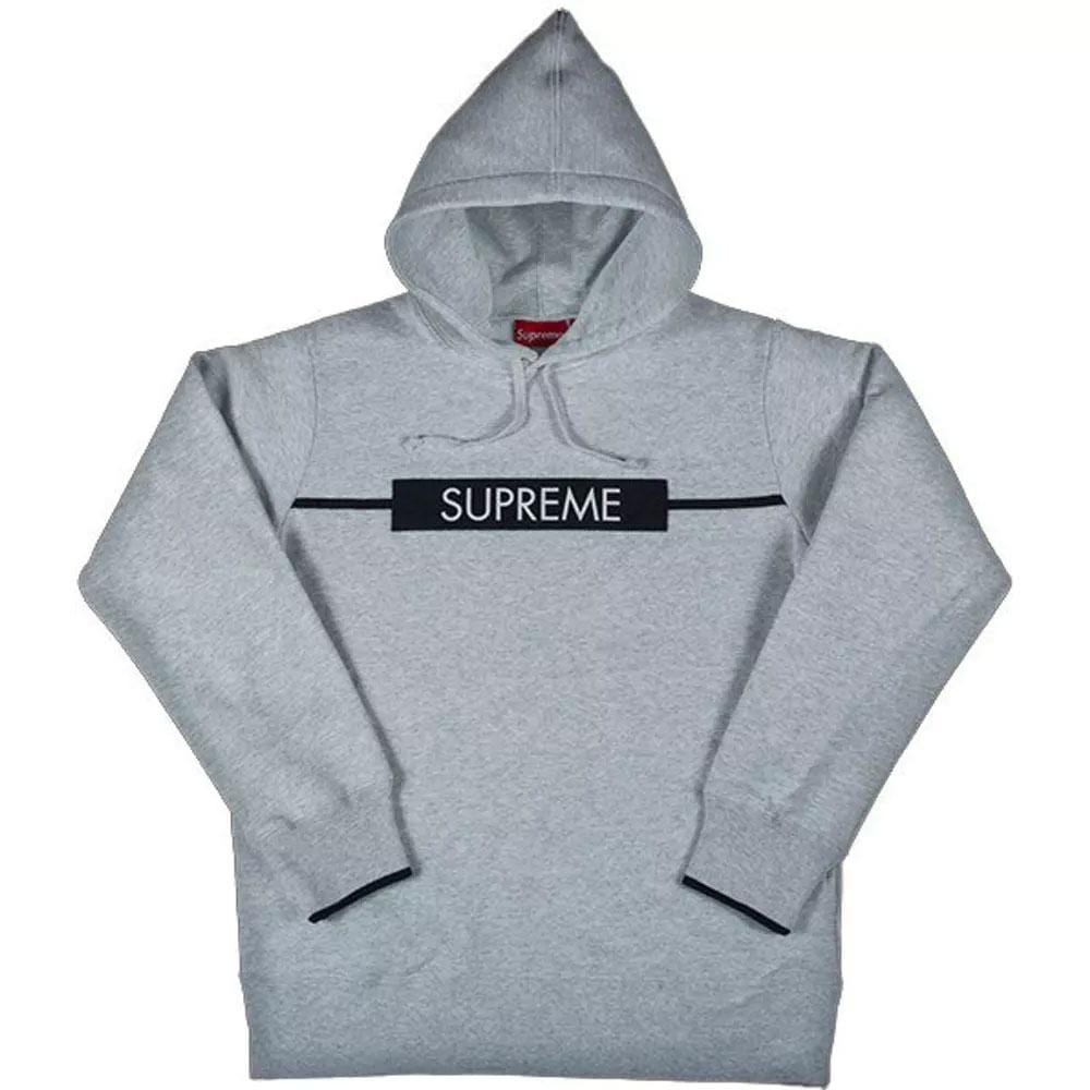 Supreme Chest Twill Tape Hooded Sweatshirt - Grey - Kick Game