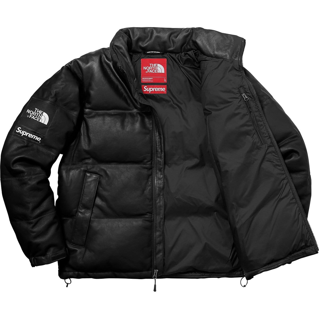 Supreme-The North Face Leather Nuptse Jacket - Black - Kick Game
