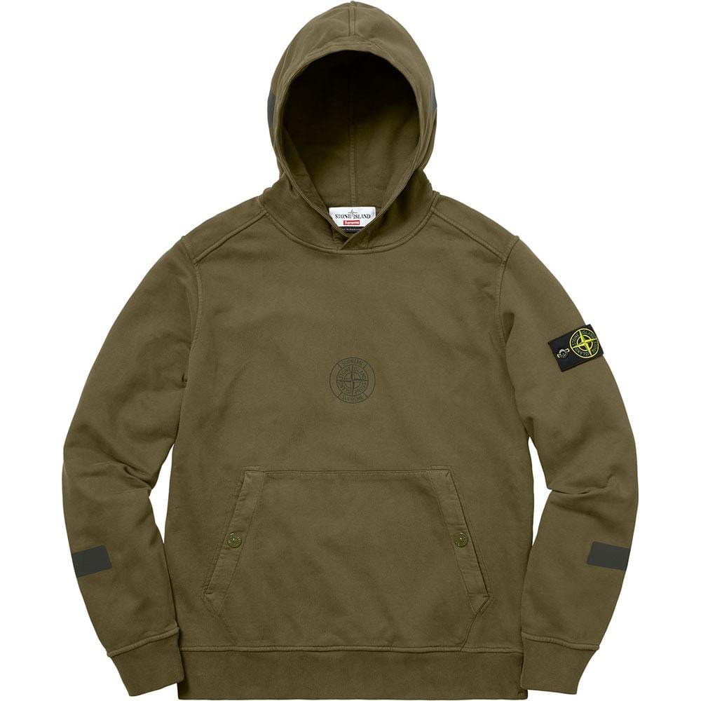 Supreme-Stone Island Hooded Sweatshirt Olive — Kick Game