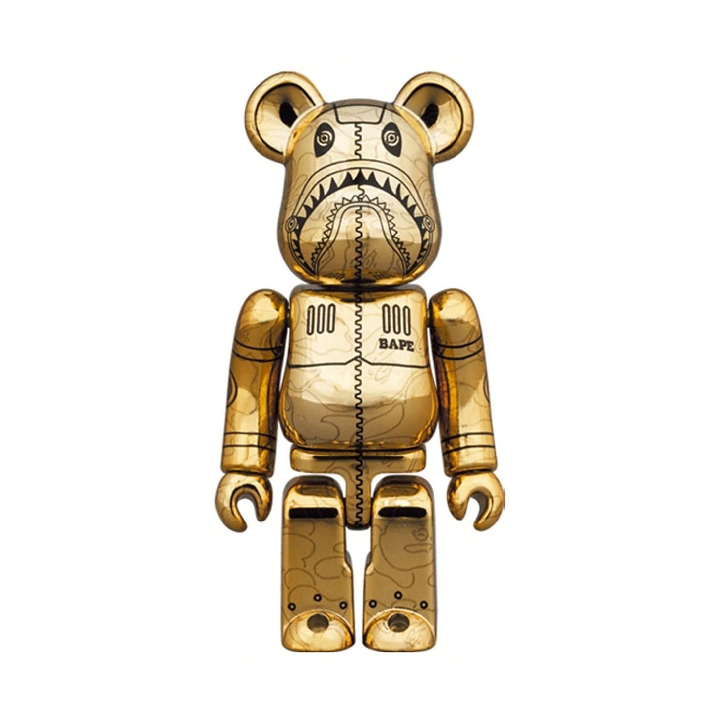 Bearbrick x BAPE x Hajime Sorayama Camo Shark 100% & 400% Set 'Gold' - Kick Game