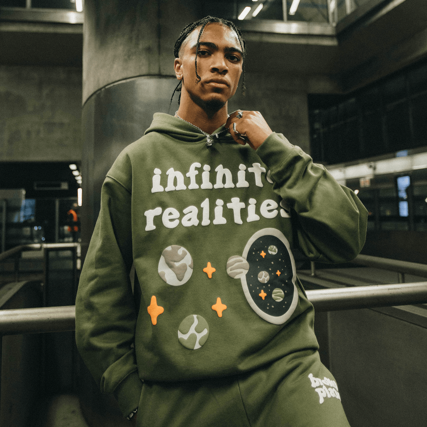 Broken Planet Hoodie x KG 'Olive Green' - Kick Game