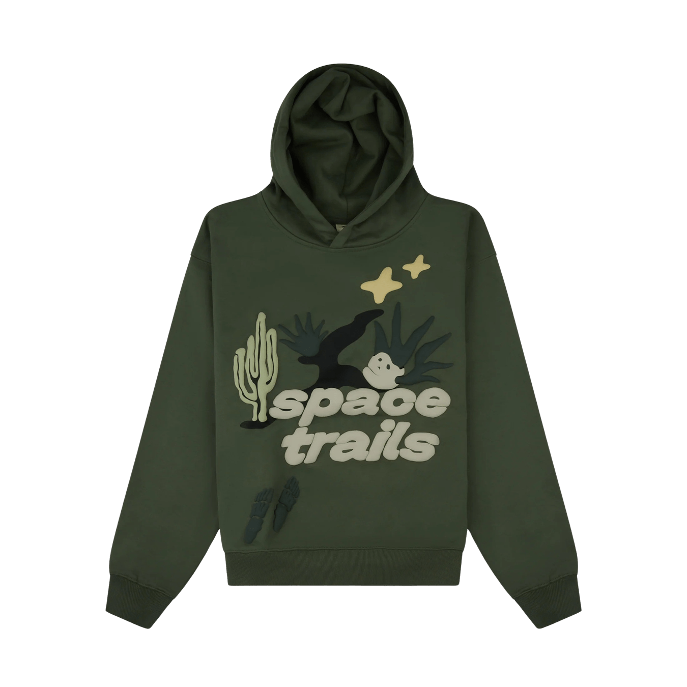 Broken Planet Market Hoodie 'Space Trails' - Olive Green - Kick Game