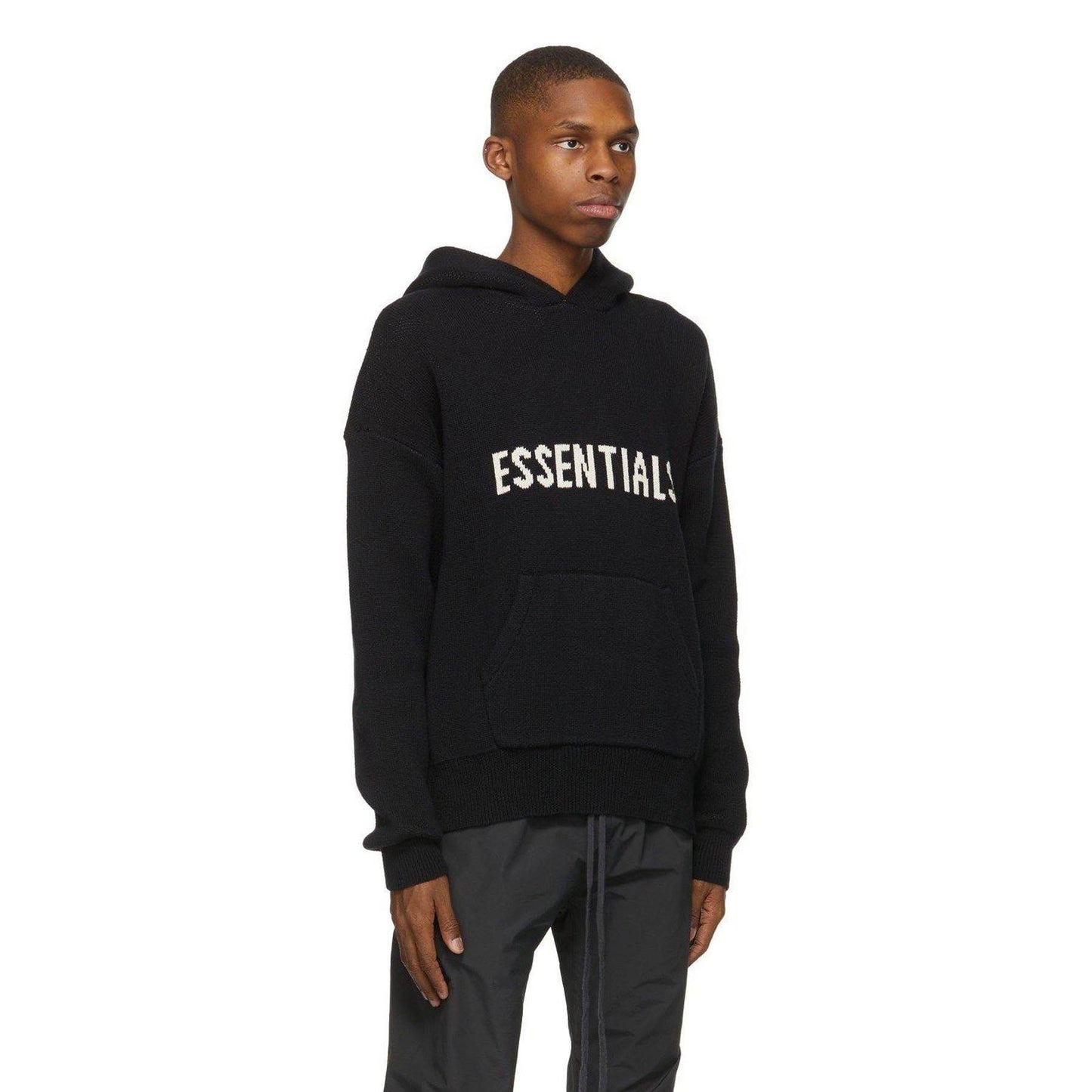FEAR OF GOD ESSENTIALS Knit Hoodie Black - Kick Game