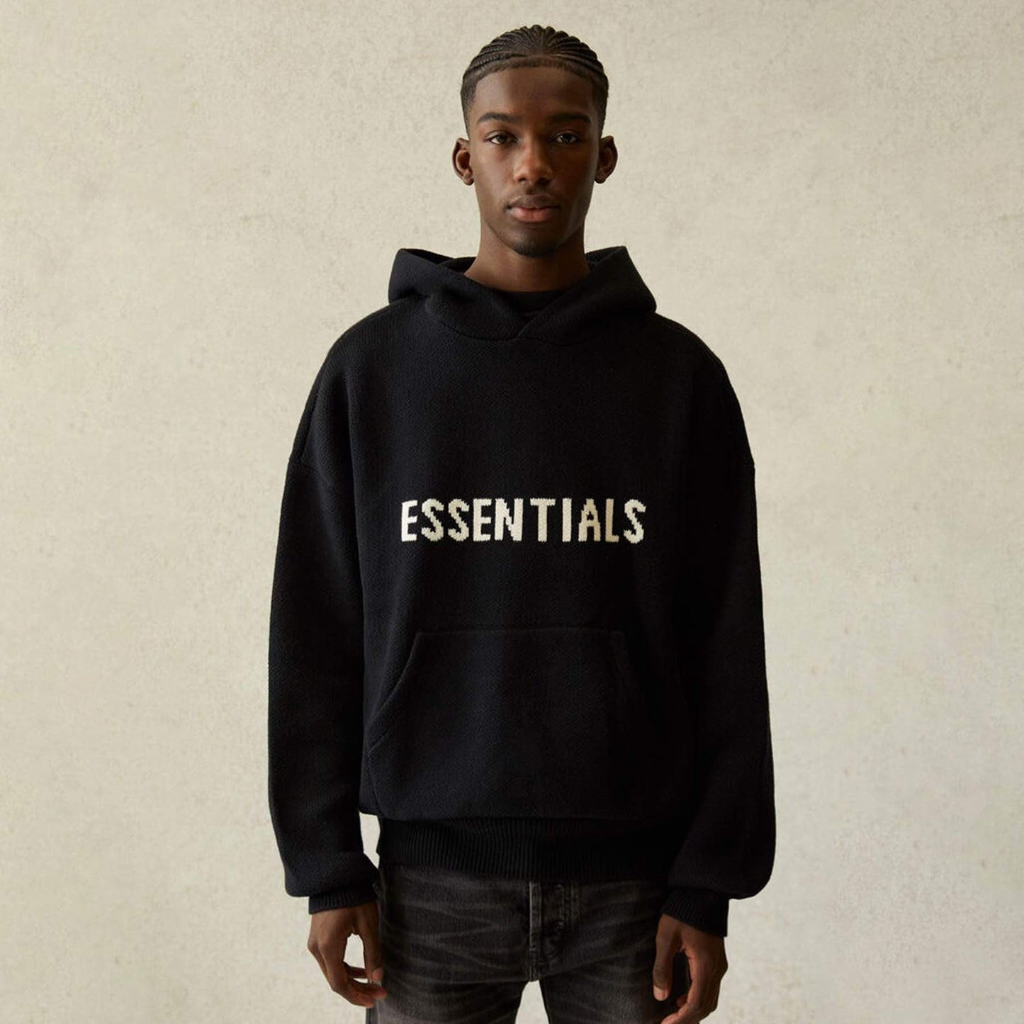 FEAR OF GOD ESSENTIALS Knit Pullover Hoodie Black - Kick Game