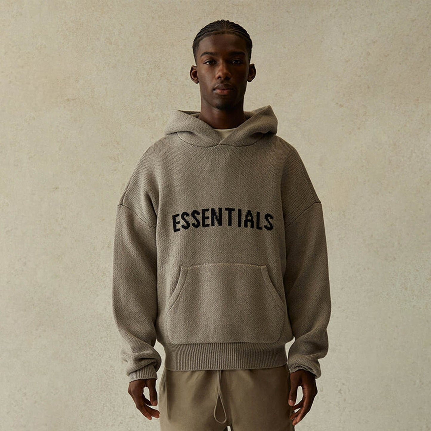 FEAR OF GOD ESSENTIALS Knit Pullover Hoodie Dark Heather Oatmeal - Kick Game