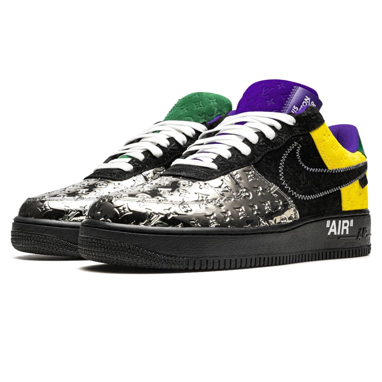 Louis Vuitton Nike Air Force 1 Low By Virgil Abloh Black Metallic Silver - Kick Game