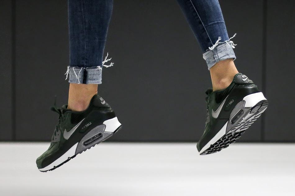 Nike Air Max 90 Carbon Green Leather Trainers - Kick Game