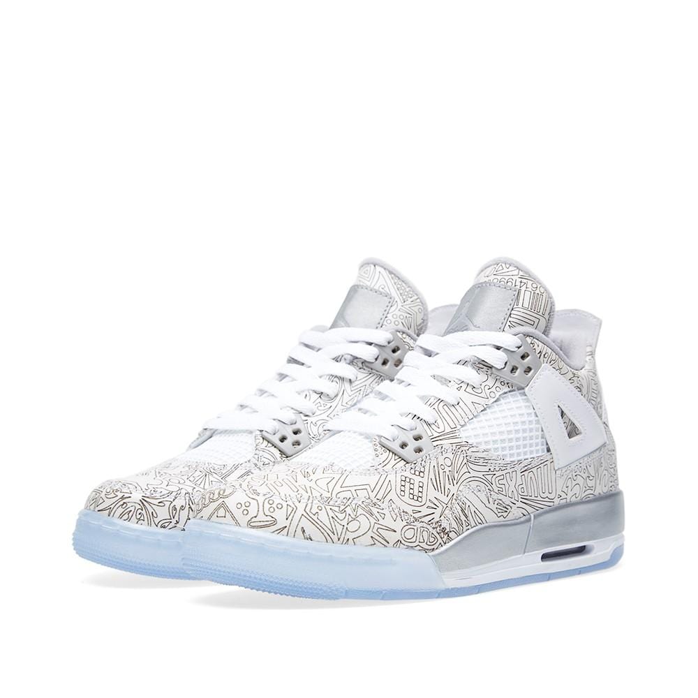 AIR JORDAN 4 RETRO LASER BG White & Metallic Silver - Kick Game