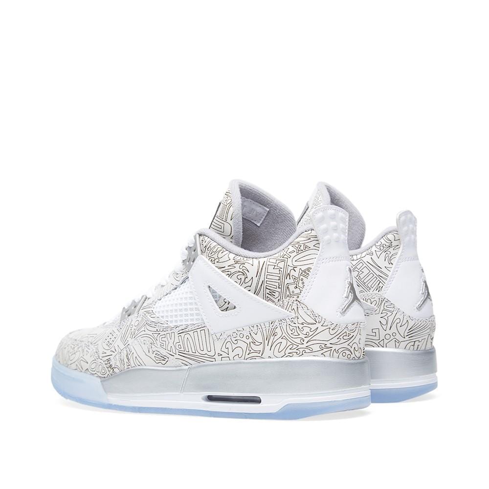 AIR JORDAN 4 RETRO LASER BG White & Metallic Silver - Kick Game