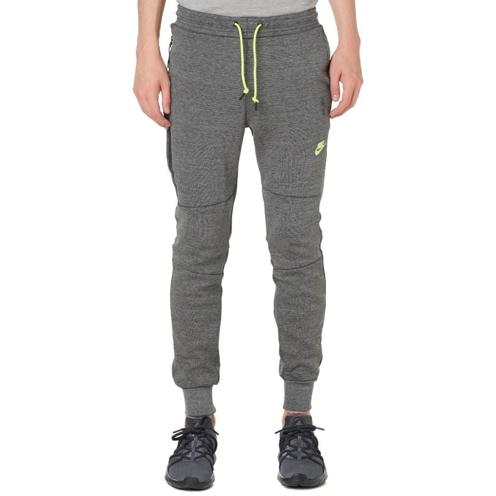 NIKE TECH FLEECE PANTS Tumbled Grey & Volt - Kick Game