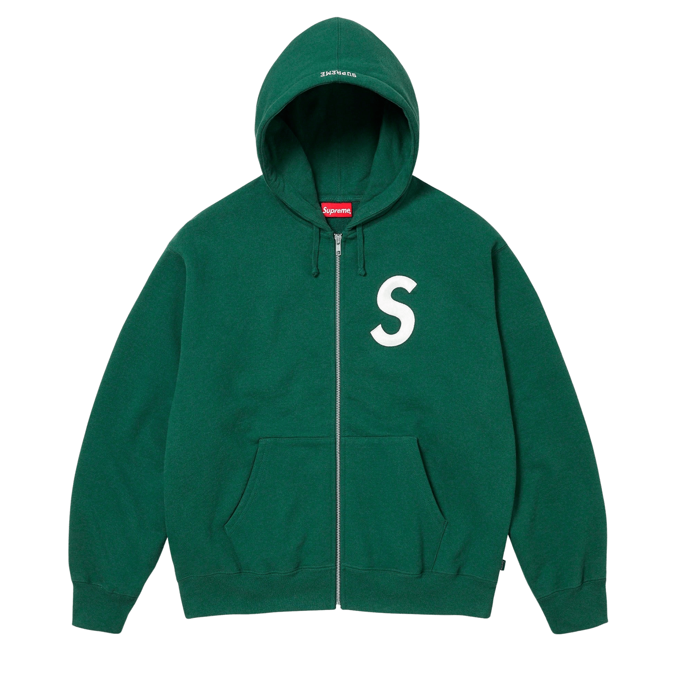 Supreme S Logo Zip Up Hooded Sweatshirt 'Dark Green' — Kick Game