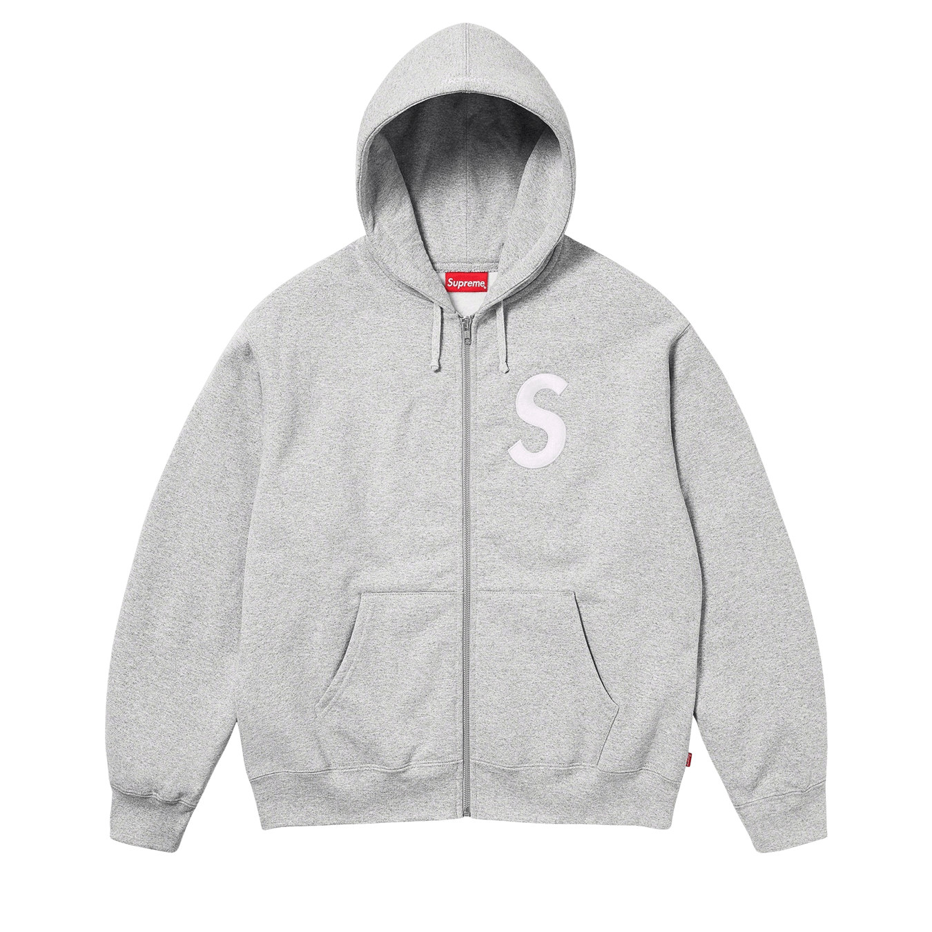 Supreme S Logo Zip Up Hooded Sweatshirt 'Heather Grey' — Kick Game