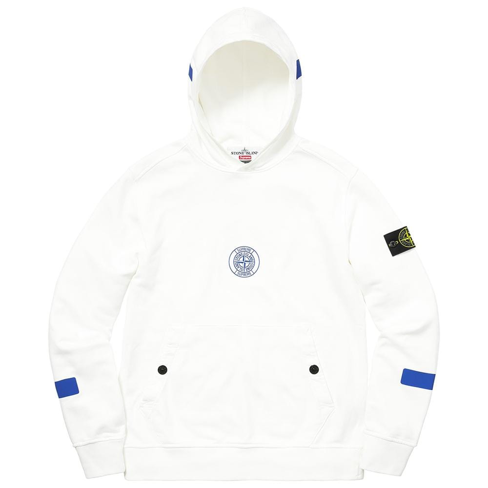 Supreme-Stone Island Hooded Sweatshirt - White - Kick Game