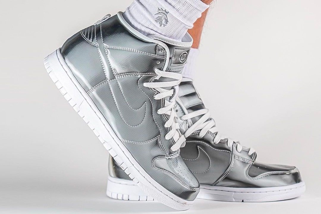First Look at the CLOT x Nike Dunk High 'Metallic Silver'