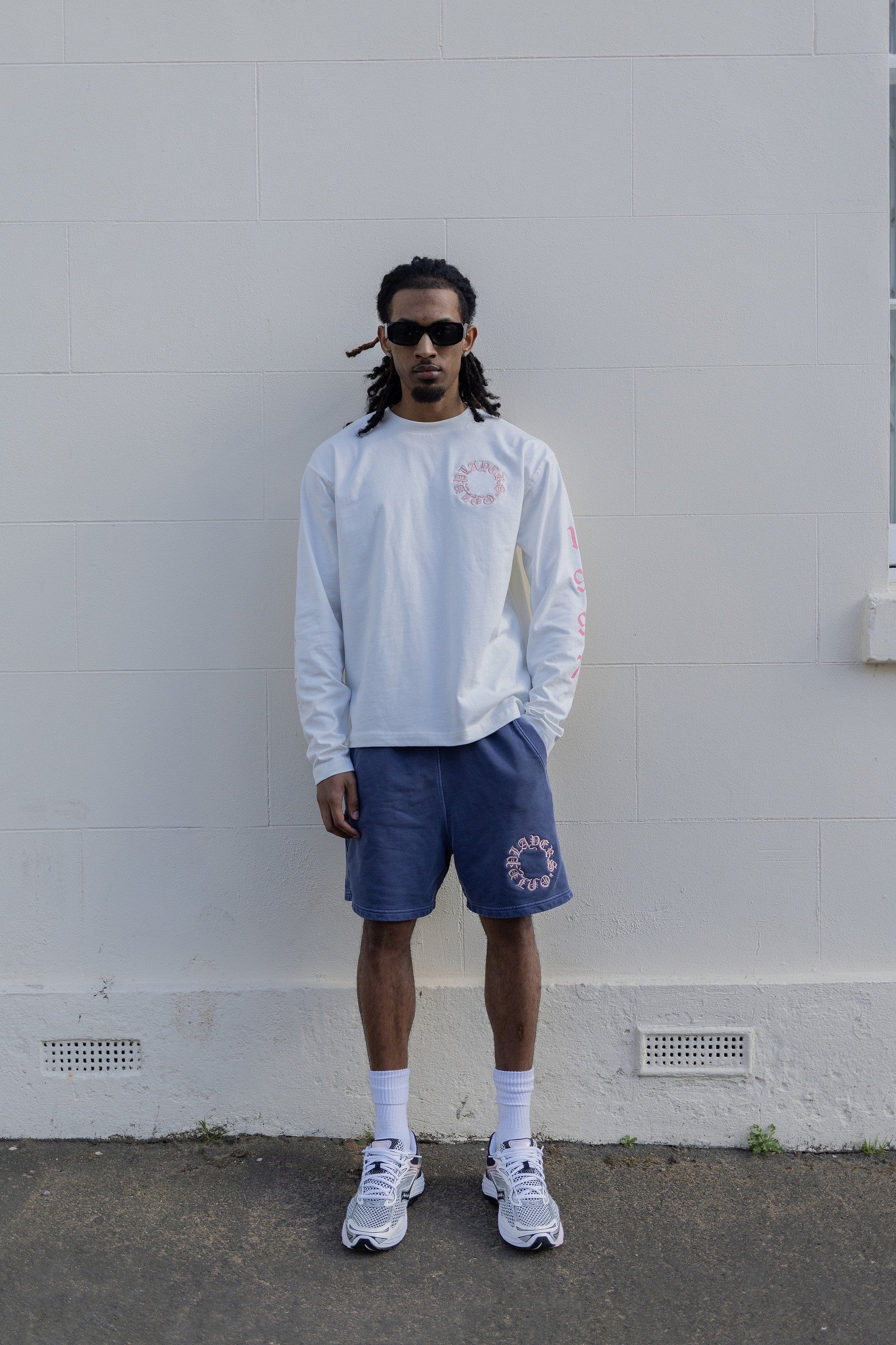 PLAYERS ONLY WASHED NAVY EMBROIDERED SHORTS - Kick Game