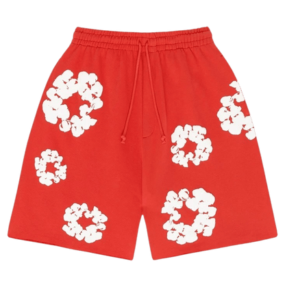 Denim Tears The Cotton Wreath Shorts 'Red' - Kick Game