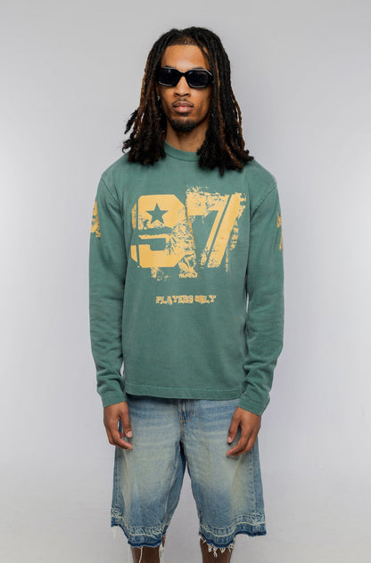 PLAYERS ONLY WASHED FORREST GREEN DISTRESSED 97 JERSEY LONG SLEEVE - Kick Game